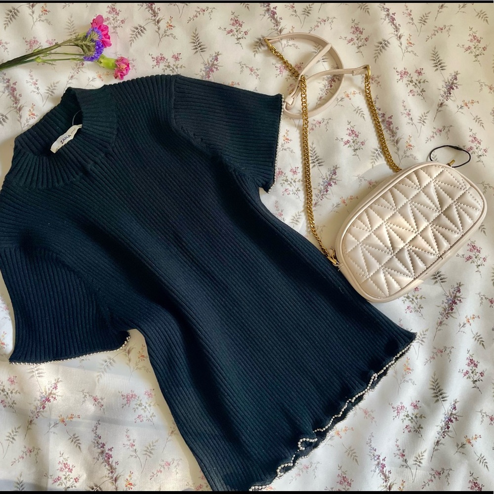 Black knit top